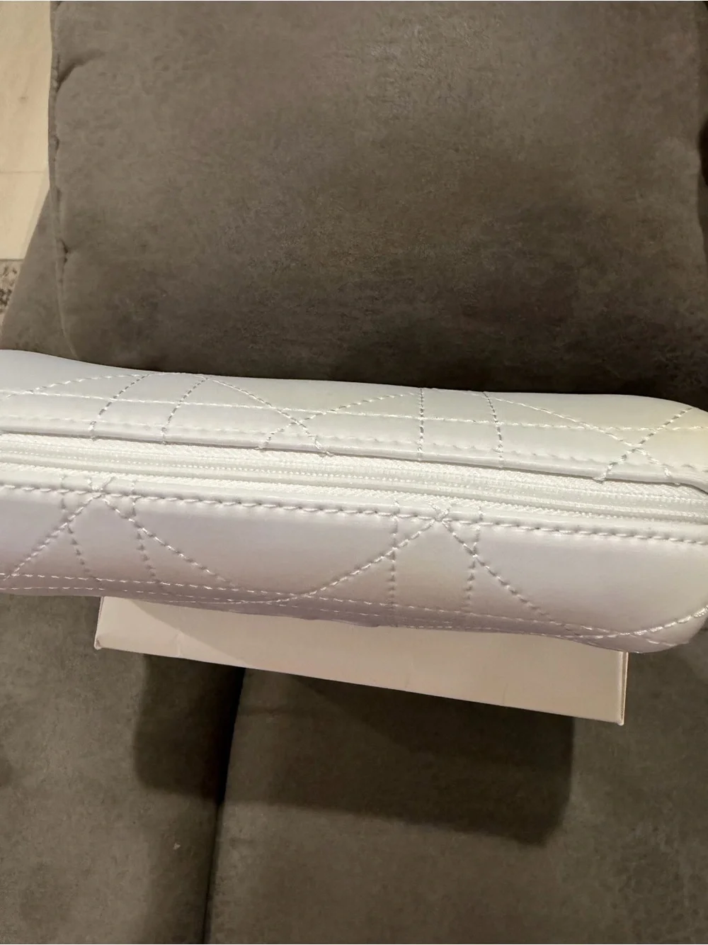 New Dior White Quilted Cosmetic Pouch